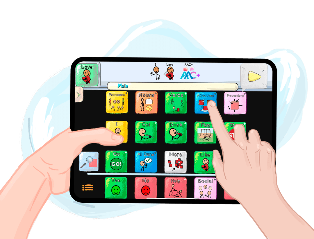 Image of the app being used with two hands