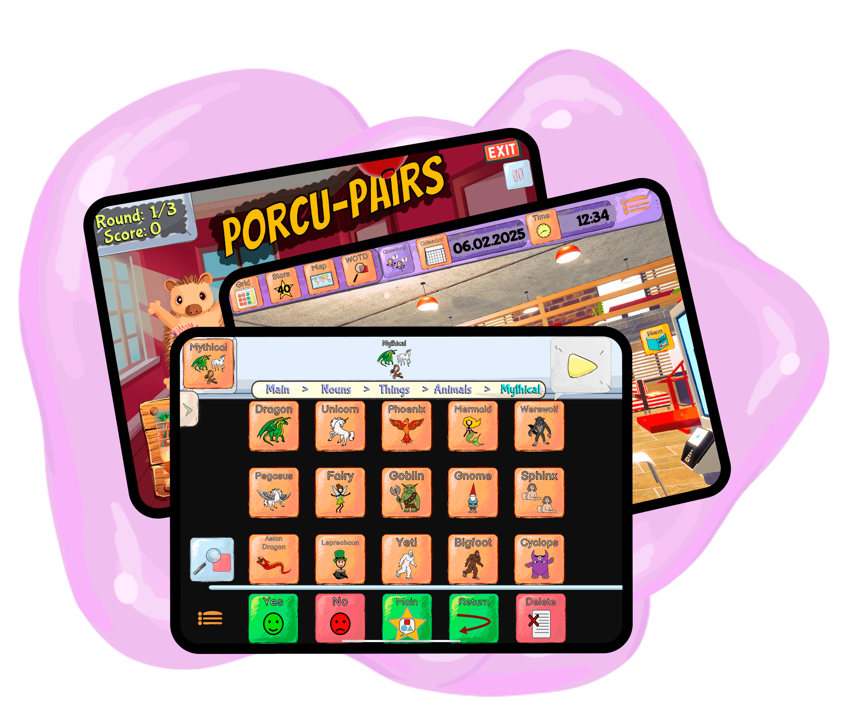 Stacked tablets showing the Spkeasy app